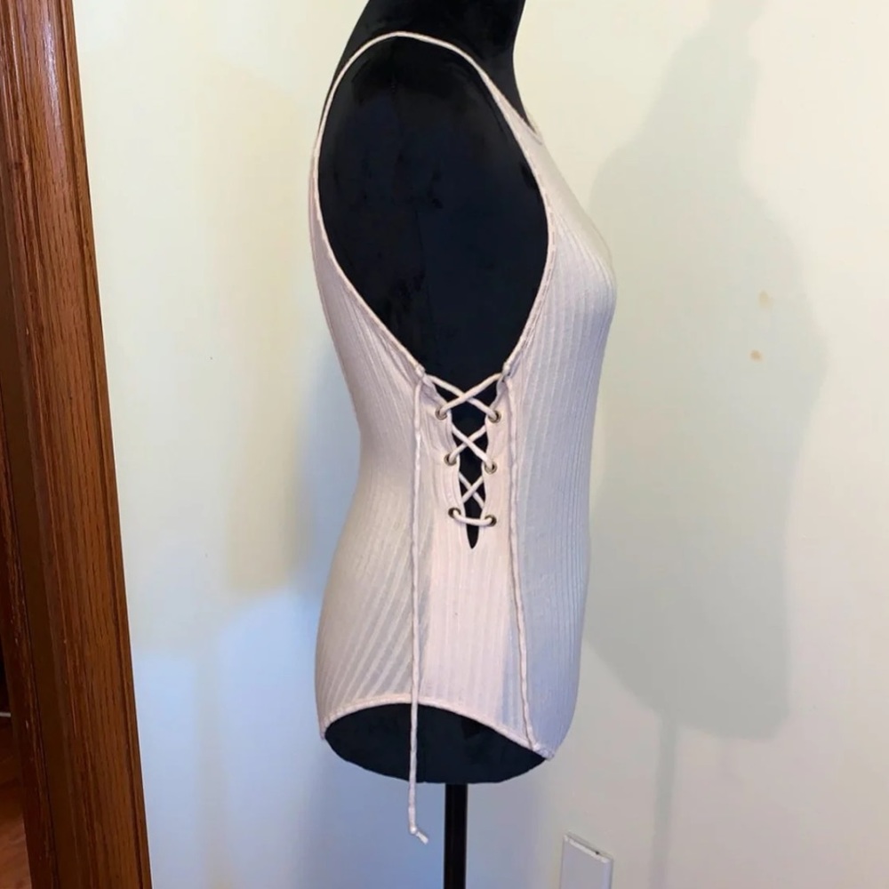 Lace Up Side Ribbed Bodysuit